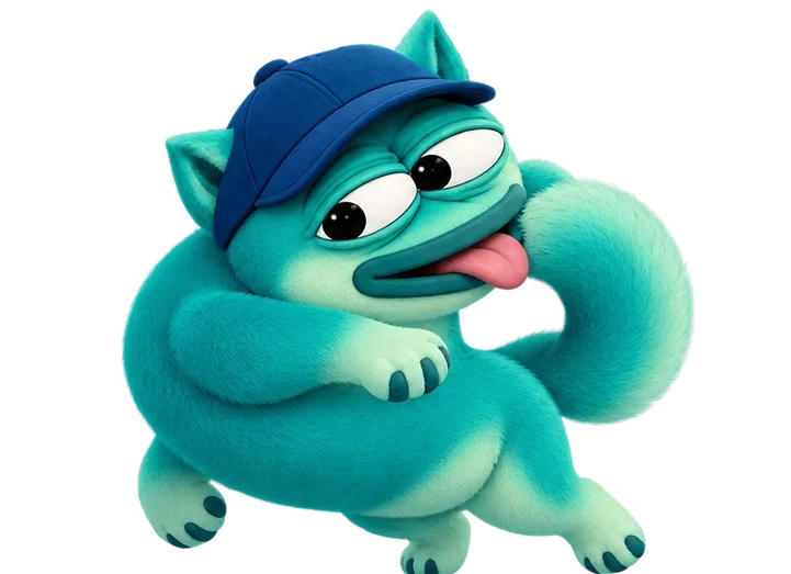 GROPE licking his own fluffy tail, tongue out
